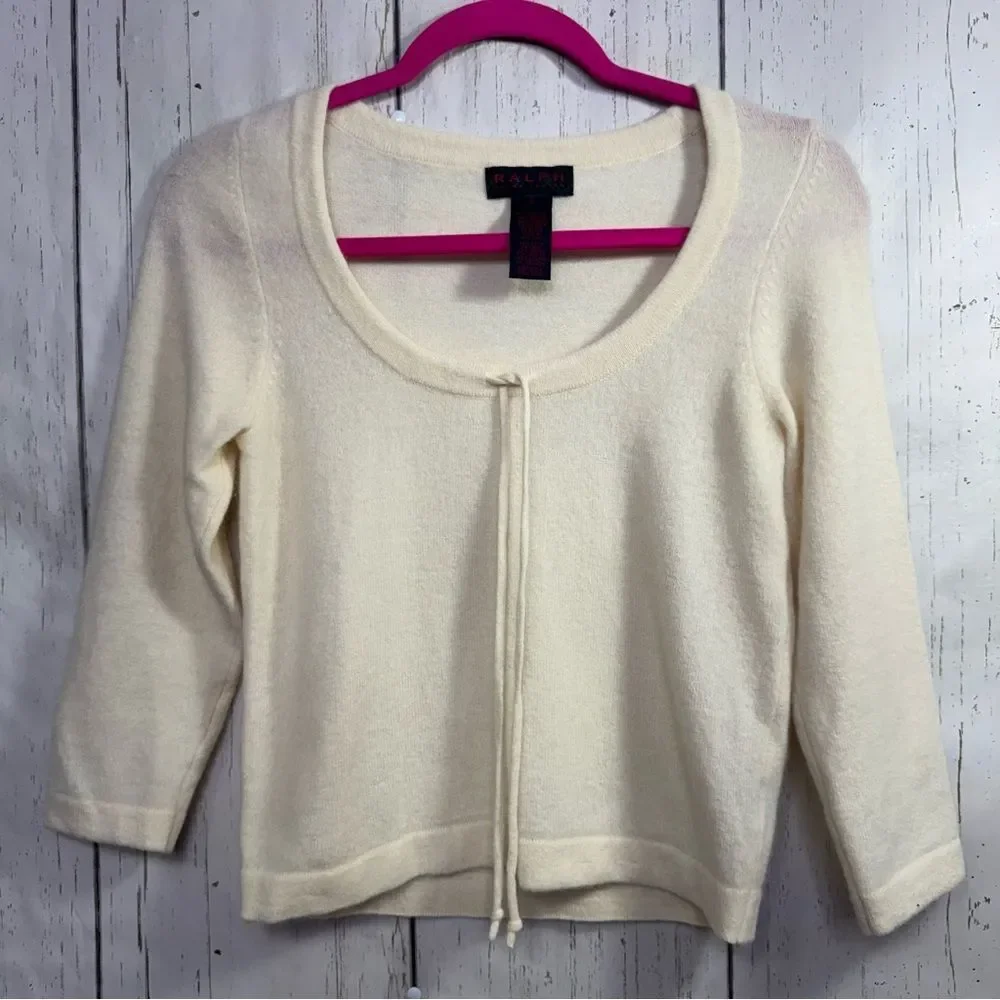 Ralph Lauren Cream Scoop Neck Knit Sweater